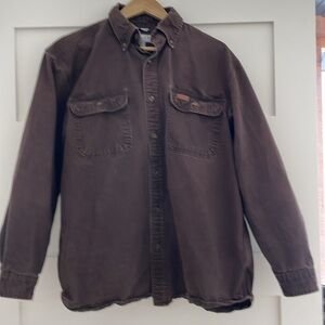 Carhartt casual button down shirt Size L chocolate brown ,thick material